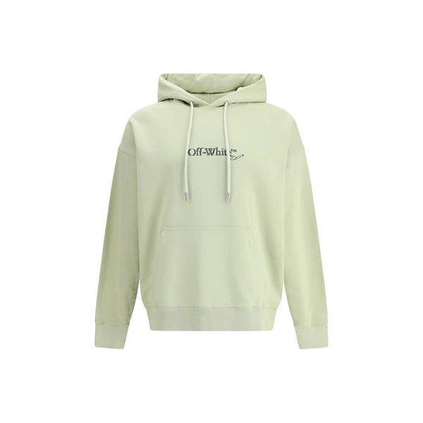 Green Cotton SweatshirtThe logo-embroidered Hoodie by Off-White brings a signature twist to classic streetwear. Crafted in soft cotton, it features a drawstring hood, kangaroo pocket, long sleeves, and ribbed cuffs, blending everyday comfort with contempo