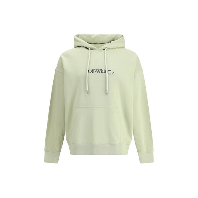 Green Cotton SweatshirtThe logo-embroidered Hoodie by Off-White brings a signature twist to classic streetwear. Crafted in soft cotton, it features a drawstring hood, kangaroo pocket, long sleeves, and ribbed cuffs, blending everyday comfort with contempo