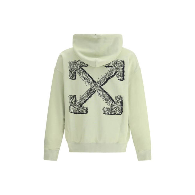 Green Cotton SweatshirtThe logo-embroidered Hoodie by Off-White brings a signature twist to classic streetwear. Crafted in soft cotton, it features a drawstring hood, kangaroo pocket, long sleeves, and ribbed cuffs, blending everyday comfort with contempo