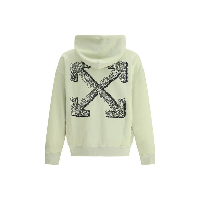 Green Cotton SweatshirtThe logo-embroidered Hoodie by Off-White brings a signature twist to classic streetwear. Crafted in soft cotton, it features a drawstring hood, kangaroo pocket, long sleeves, and ribbed cuffs, blending everyday comfort with contempo