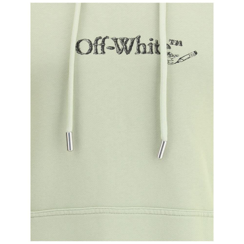 Green Cotton SweatshirtThe logo-embroidered Hoodie by Off-White brings a signature twist to classic streetwear. Crafted in soft cotton, it features a drawstring hood, kangaroo pocket, long sleeves, and ribbed cuffs, blending everyday comfort with contempo