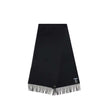 Silk and cashmere ScarfThe silk and cashmere Scarf by Prada is an elegant and lightweight accessory, perfect for adding a touch of sophistication to any look. Finished with frayed edges, it is embellished with the characteristic enameled metal logo triang
