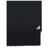 Silk and cashmere ScarfThe silk and cashmere Scarf by Prada is an elegant and lightweight accessory, perfect for adding a touch of sophistication to any look. Finished with frayed edges, it is embellished with the characteristic enameled metal logo triang