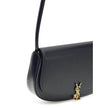 Blue Calf Leather Bos Taurus Shoulder BagThe Voltaire mini Shoulder Bag by Saint Laurent is an elegant crescent-shaped bag crafted from calfskin with a lightly polished finish. Bronze-colored metallic parts add a warm, vintage touch, while the Cassandre m