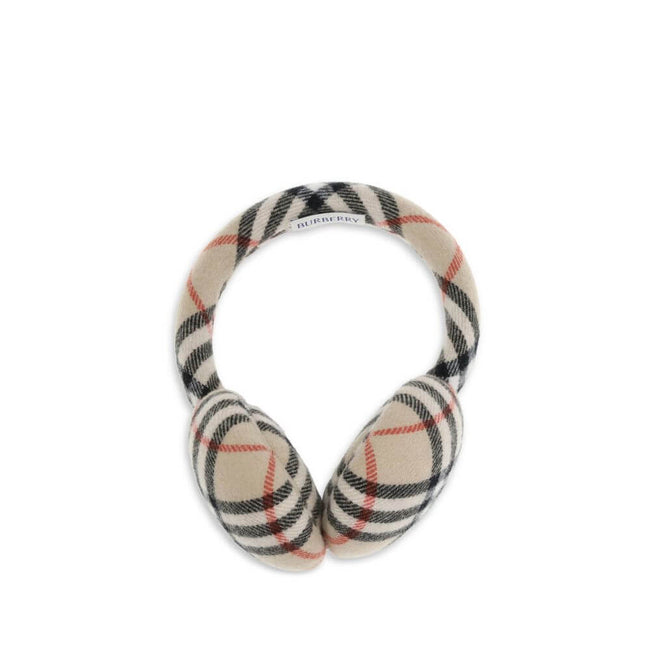 Beige Wool Ear MuffsCheck Earmuffs by Burberry are made in Italy from a fine blend of wool and cashmere, crafted in the iconic Burberry Check pattern. Soft and warm, they combine comfort and style in a perfect accessory for colder days. Season: AW25 Compo