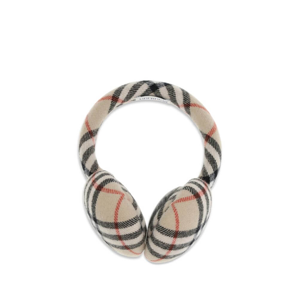 Beige Wool Ear MuffsCheck Earmuffs by Burberry are made in Italy from a fine blend of wool and cashmere, crafted in the iconic Burberry Check pattern. Soft and warm, they combine comfort and style in a perfect accessory for colder days. Season: AW25 Compo