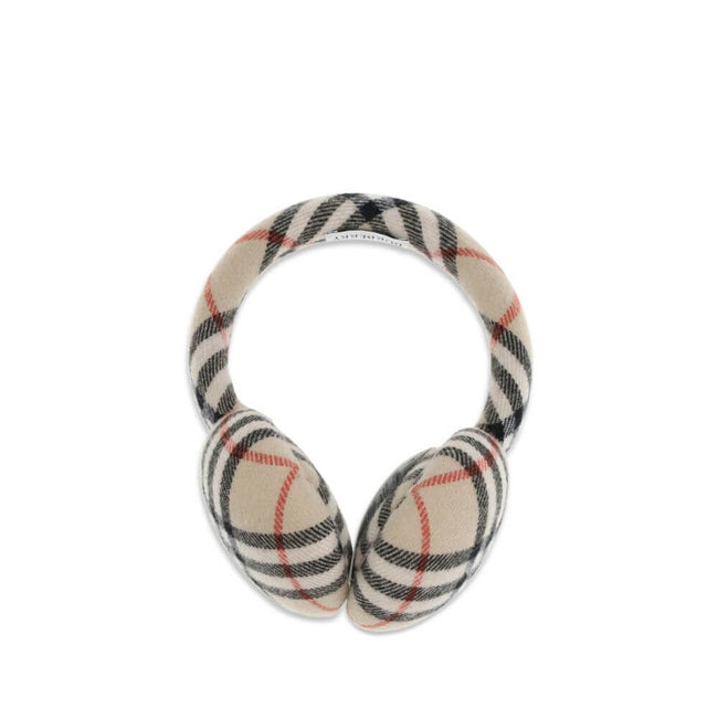Beige Wool Ear MuffsCheck Earmuffs by Burberry are made in Italy from a fine blend of wool and cashmere, crafted in the iconic Burberry Check pattern. Soft and warm, they combine comfort and style in a perfect accessory for colder days. Season: AW25 Compo