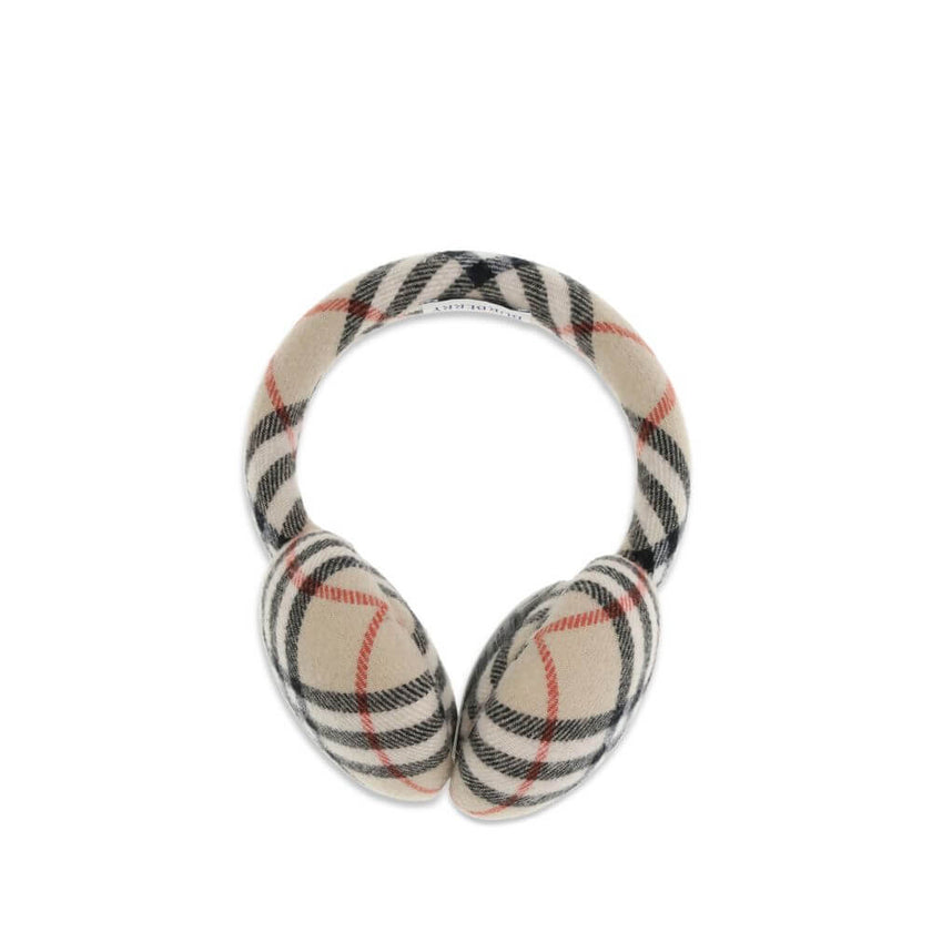 Beige Wool Ear MuffsCheck Earmuffs by Burberry are made in Italy from a fine blend of wool and cashmere, crafted in the iconic Burberry Check pattern. Soft and warm, they combine comfort and style in a perfect accessory for colder days. Season: AW25 Compo