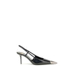 Black Leather PumpsGlossy leather Jeanne Pumps by Saint laurent combine bold elegance with iconic details. Featuring a silhouette with a square neckline and metal toe decorated with the hammered CASSANDRE monogram, they stand out for their refined and rec