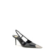 Black Leather PumpsGlossy leather Jeanne Pumps by Saint laurent combine bold elegance with iconic details. Featuring a silhouette with a square neckline and metal toe decorated with the hammered CASSANDRE monogram, they stand out for their refined and rec