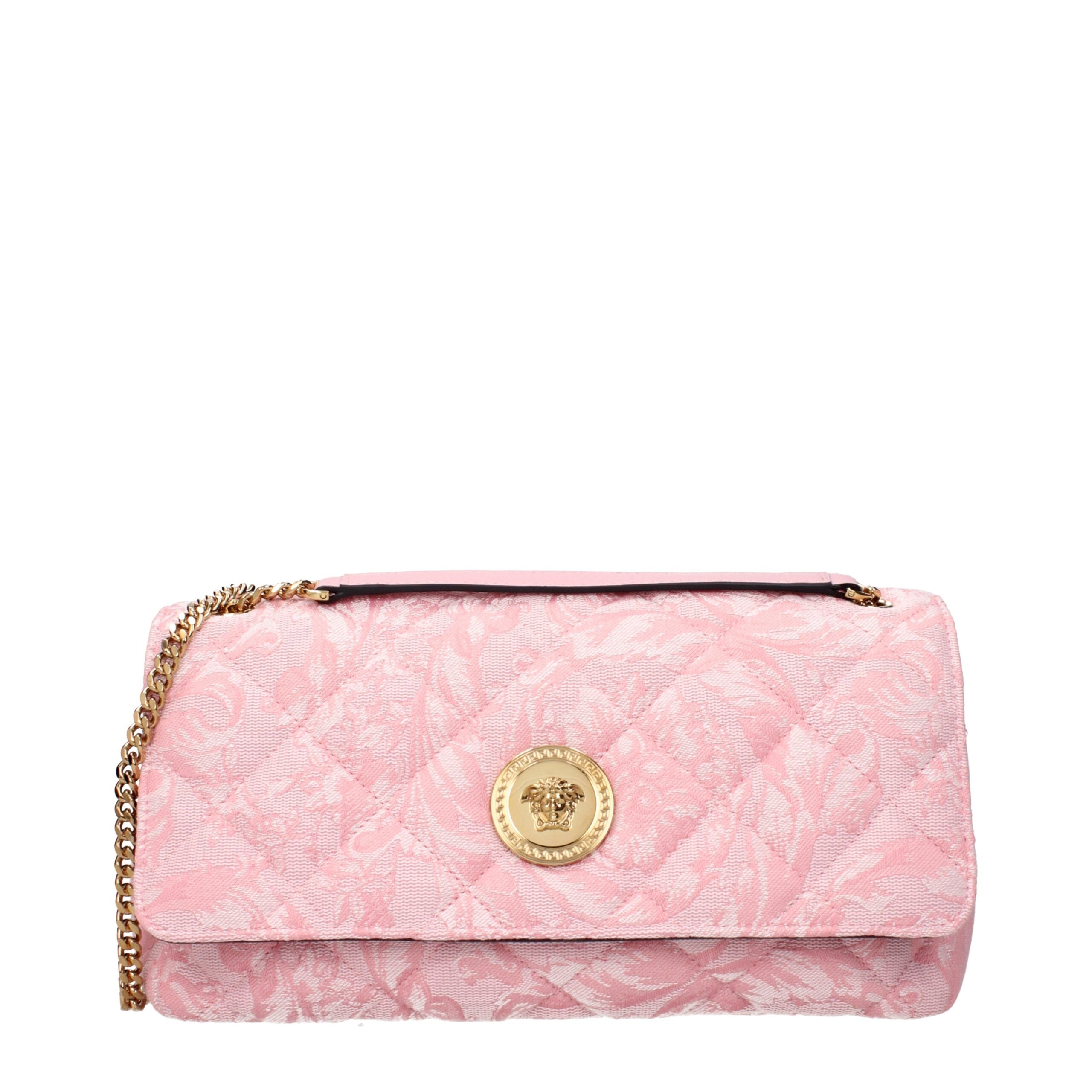 Pink Synthetic Shoulder Bag with Front Detail by Versace
