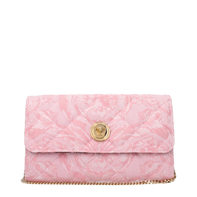 Pink Fabric Clutch BagDescription: The product with MPN DBSI159S1A159111P56V and code F84031 fabric in pink is a clutches designed by Versace. It has features like front detail, divider inner pocket, removable shoulder.Pink Fabric Clutch Bag${tagsVersaceA