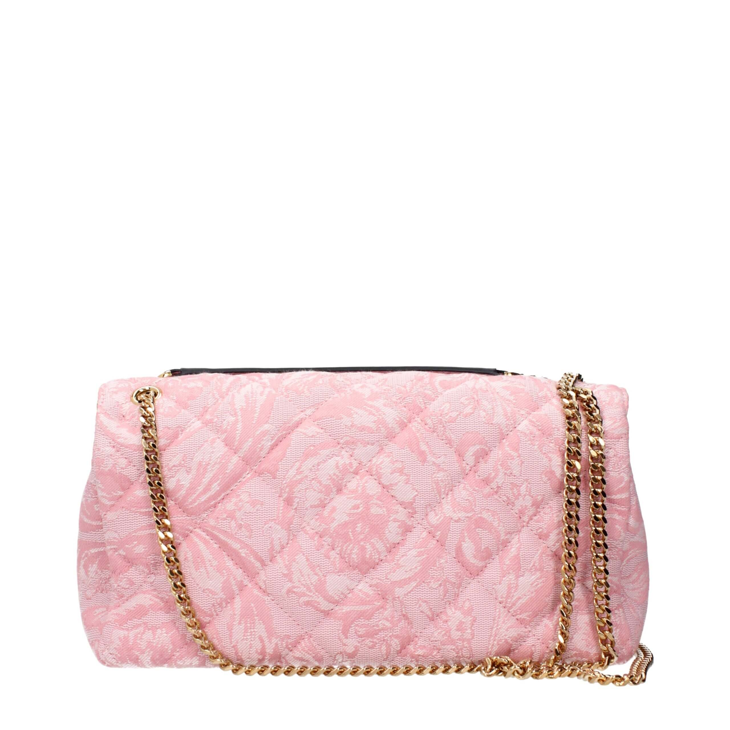 Pink Fabric Shoulder BagDescription: The product with MPN 10133531A159111P56V and code F84027 fabric in pink is a shoulder bags designed by Versace. It has features like front detail.Pink Fabric Shoulder Bag${tagsVersaceAulae Pink Fabric Shoulder Bag Vers