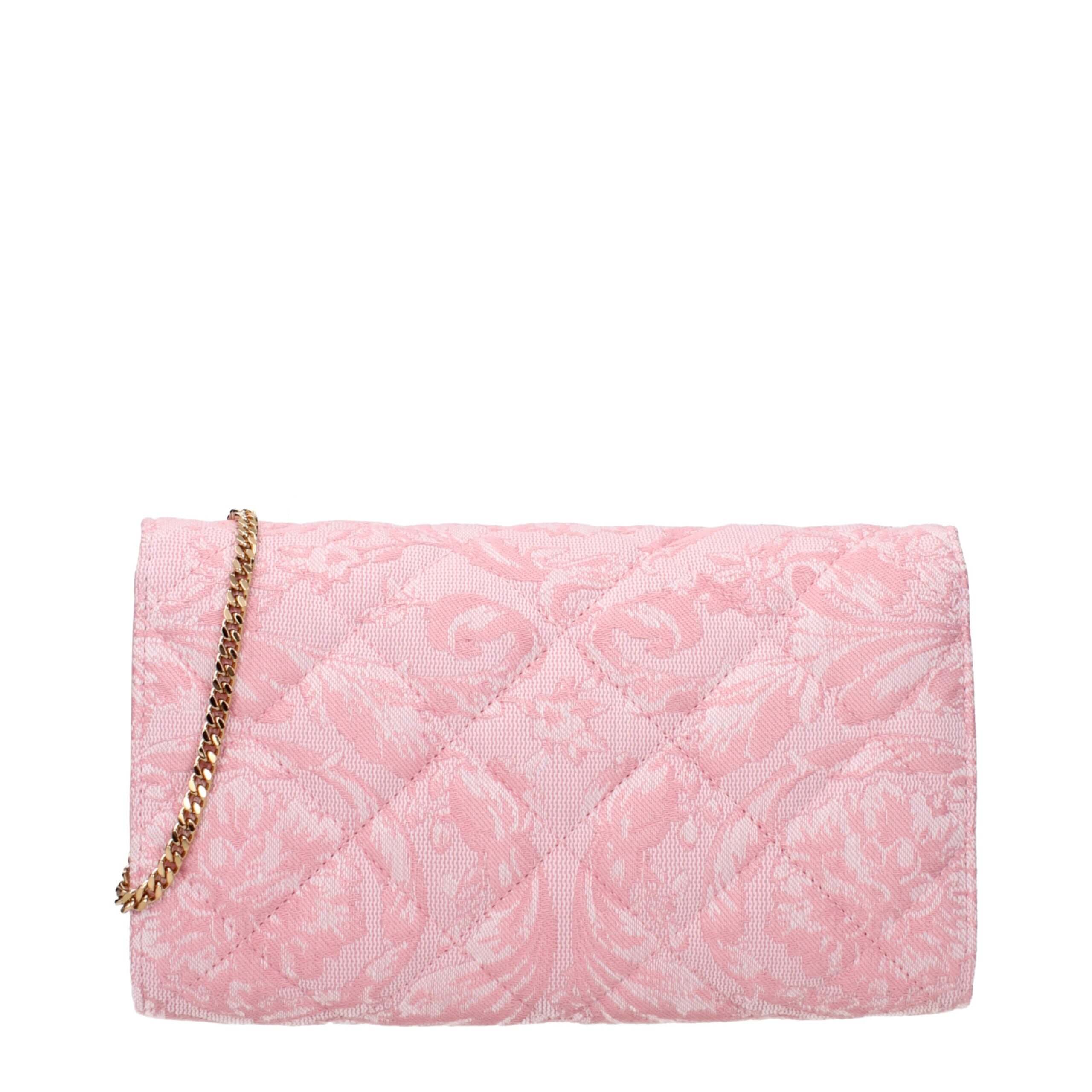 Pink Fabric Clutch BagDescription: The product with MPN DBSI159S1A159111P56V and code F84031 fabric in pink is a clutches designed by Versace. It has features like front detail, divider inner pocket, removable shoulder.Pink Fabric Clutch Bag${tagsVersaceA