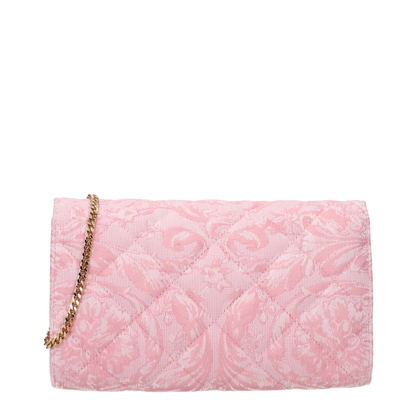 Pink Fabric Clutch BagDescription: The product with MPN DBSI159S1A159111P56V and code F84031 fabric in pink is a clutches designed by Versace. It has features like front detail, divider inner pocket, removable shoulder.Pink Fabric Clutch Bag${tagsVersaceA