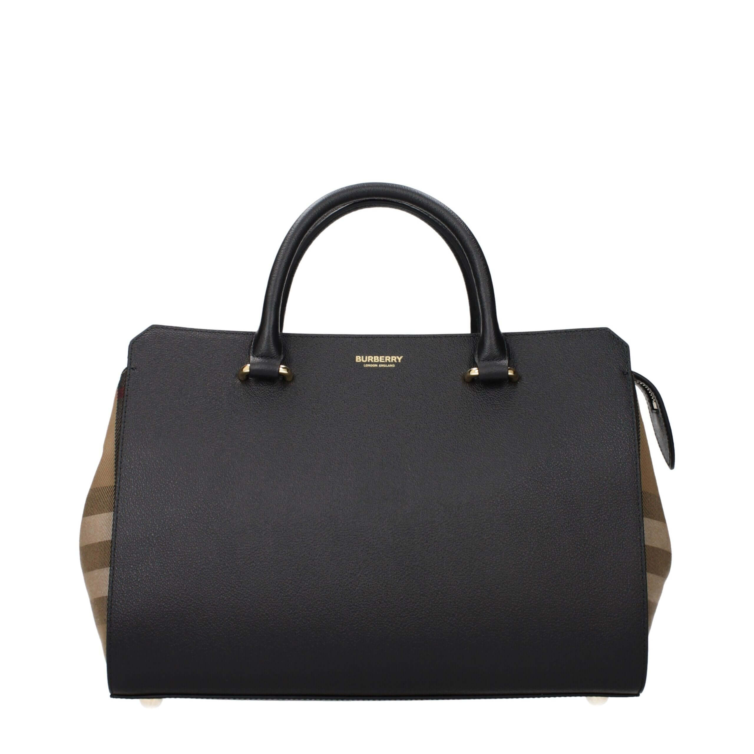 Black Leather HandbagDescription: The product with MPN 8084023 and code F85144 leather in black is a handbags designed by Burberry. It has features like front logo, adjustable shoulder, removable shoulder.Black Leather Handbag${tagsBurberryAulae Black Lea