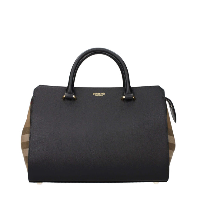 Black Leather HandbagDescription: The product with MPN 8084023 and code F85144 leather in black is a handbags designed by Burberry. It has features like front logo, adjustable shoulder, removable shoulder.Black Leather Handbag${tagsBurberryAulae Black Lea