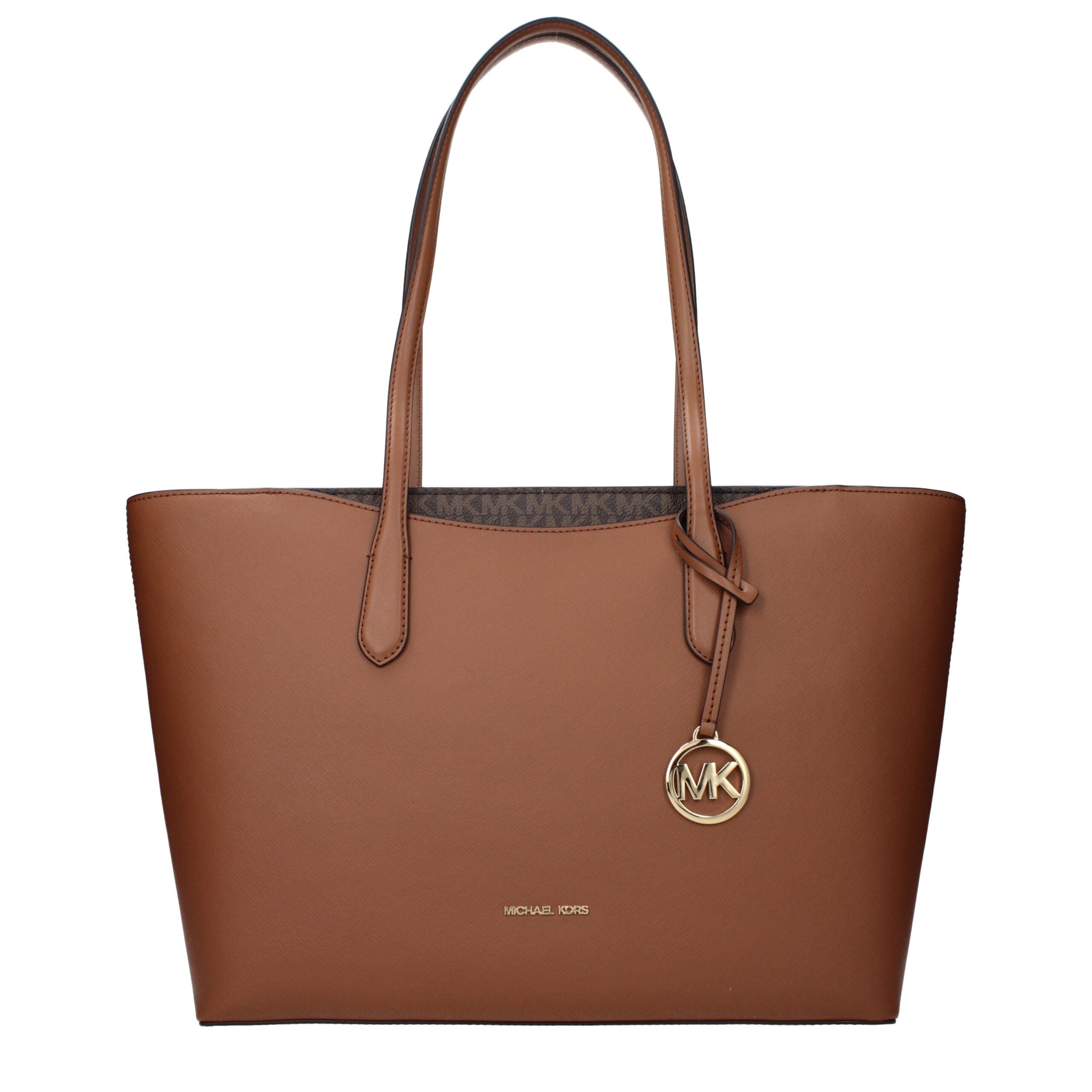 Brown Leather Shoulder Bag with Front Logo by Michael Kors