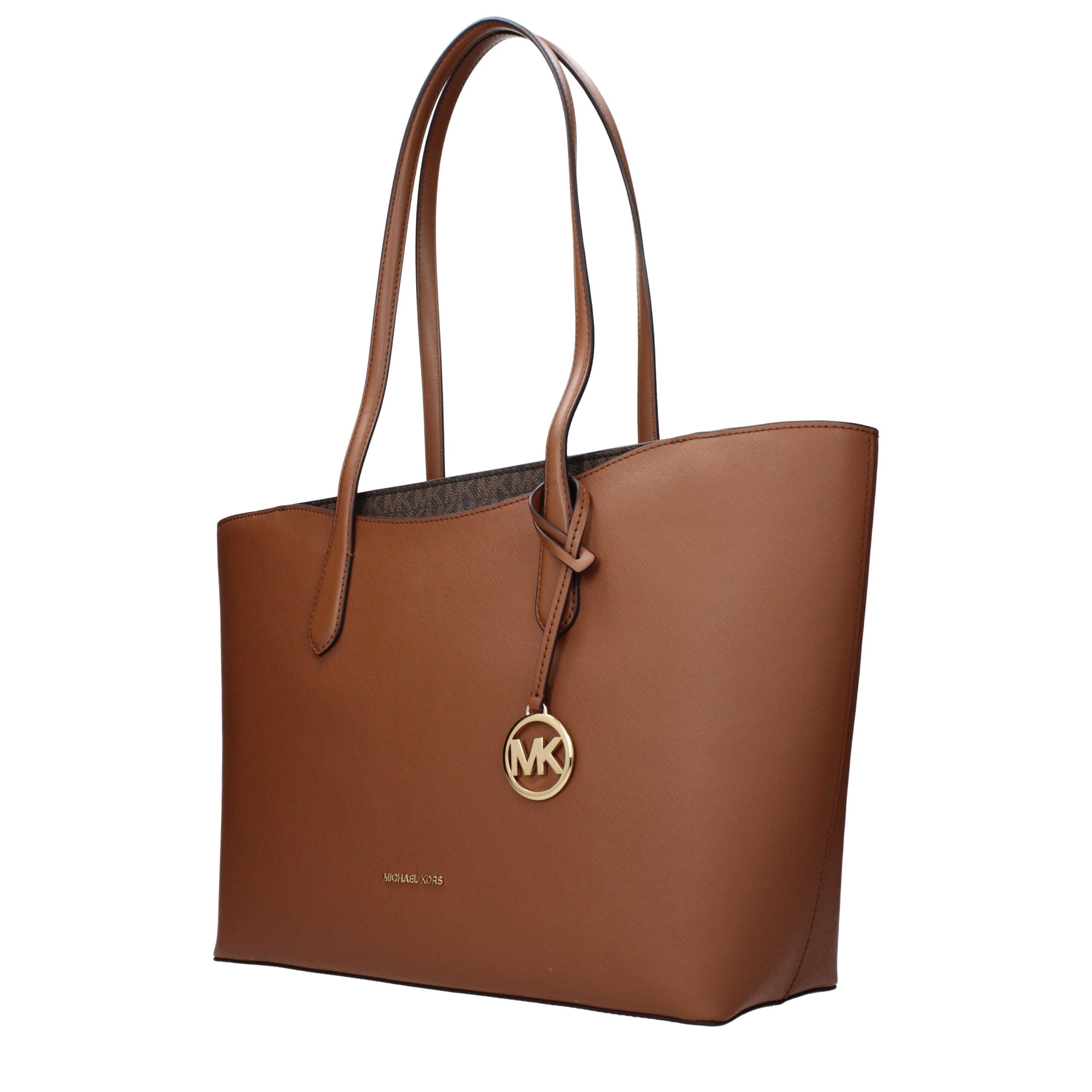 Brown Leather Shoulder Bag with Front Logo by Michael Kors
