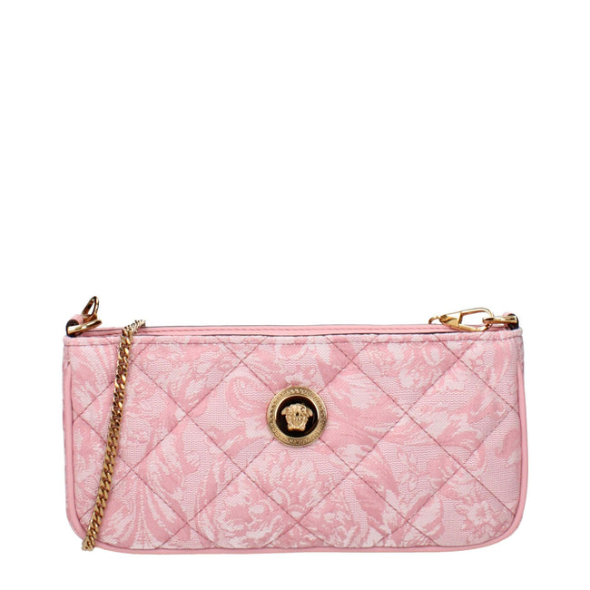 Pink Fabric Crossbody BagDescription: The product with MPN 10155411A159111P56V and code F84035 fabric in pink is a crossbody bags designed by Versace. It has features like front detail, removable shoulder.Pink Fabric Crossbody Bag${tagsVersaceAulae Pink F