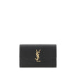 Black Calf Leather Bos Taurus Shoulder BagSaint Laurent’s leather chain Wallet is a compact and sophisticated accessory, perfect for hand-held or worn on the shoulder. Crafted from smooth leather, it features a magnetic button closure and a removable chai