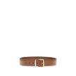 Brown Calf Leather Bos Taurus Regular BeltLeather Belt by Miu Miu is an essential accessory with refined style. Made of smooth leather, it is embellished with a golden buckle with the iconic engraved logo, which adds a distinctive touch. With a thickness