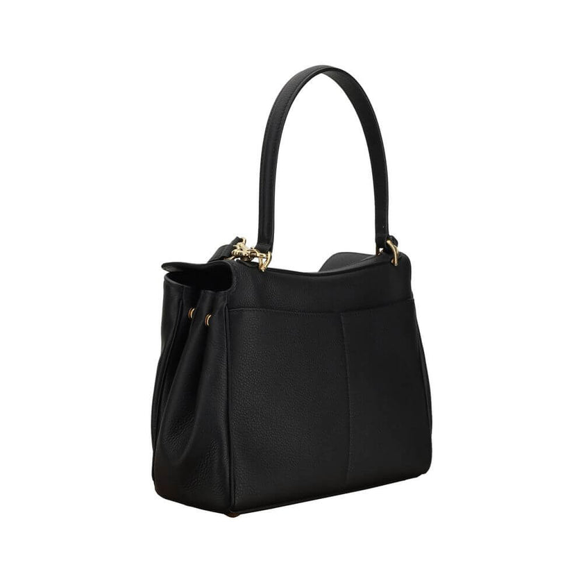 Black Calf Leather Bos Taurus Shoulder BagBalenciaga’s signature leather Rodeo Shoulder Bag is a sophisticated and versatile accessory. The flat handle at the top offers a comfortable grip, while the removable shoulder strap allows you to adapt it to your