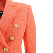 Orange Cotton BlazerDescription: – Composition: 6% Cotton 79% Polyamide 15% Wool – Long sleeves – Peak lapels – Front button closure – Button cuffs – Two side pocket with flap – One small front pocket – Made in Poland – Gender: WOMEN – Size & Fit: – Fits