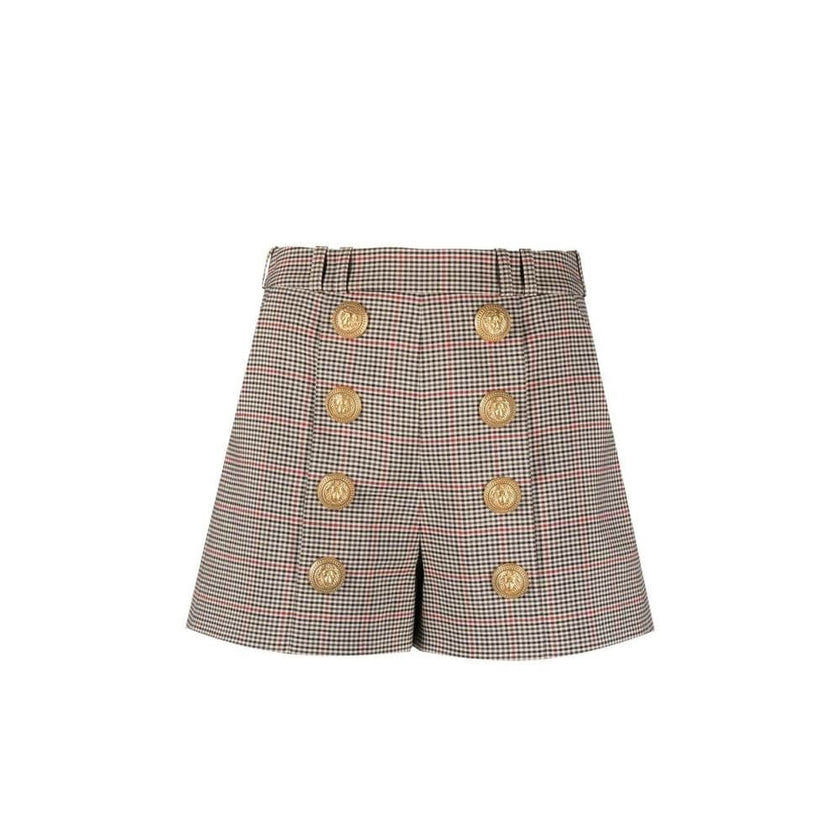 Beige Polyester Short And Mini ShortsDescription: – Composition: 55% Polyester 45% Wool – Back zip closure – Belt loops – Hight waist – Decorative gold-tone buttons – Made in Poland – Gender: WOMEN – Size & Fit: The model wears size 36Beige Polyester Shor