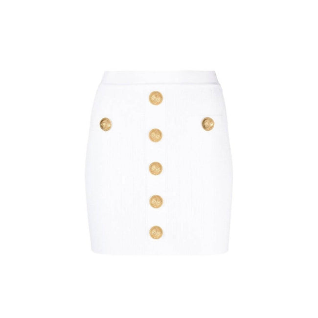 White Polyester Mini SkirtDescription: – Composition: 17% Polyester 83% Viscose – Back zip closure – Hand wash – Gold-tone decorative buttons – Made in France – Gender: WOMEN – Size & Fit: THE MODEL IS 175 CM HEIGHT AND WEARS A SIZE 38 FRWhite Polyester M