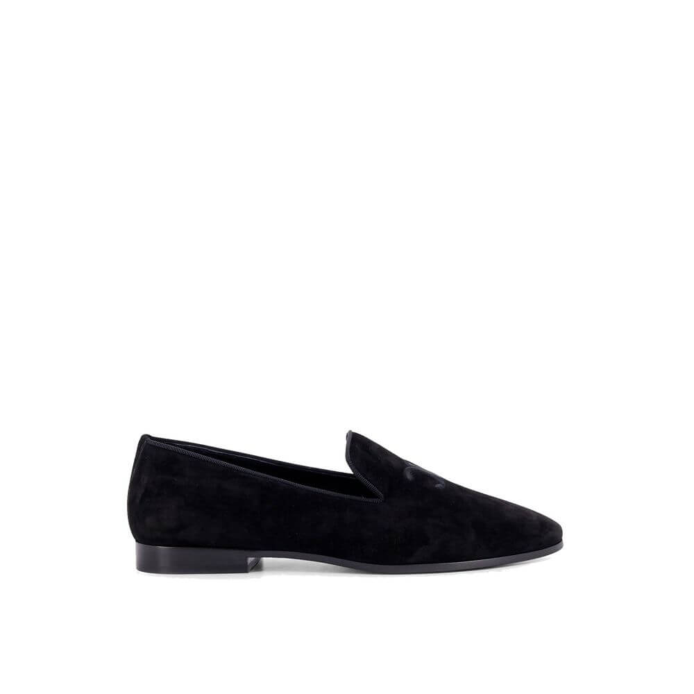 Black Calfskin Slip-On LoafersDescription: – Composition: 100% calf leather – Inner: Leather – Insole: Leather – Sole: Leather – Round toe – Branded insole – Slip-on design – Top embroidered logo detail – Made in Italy – Gender: MEN –Black Calfskin Slip-O