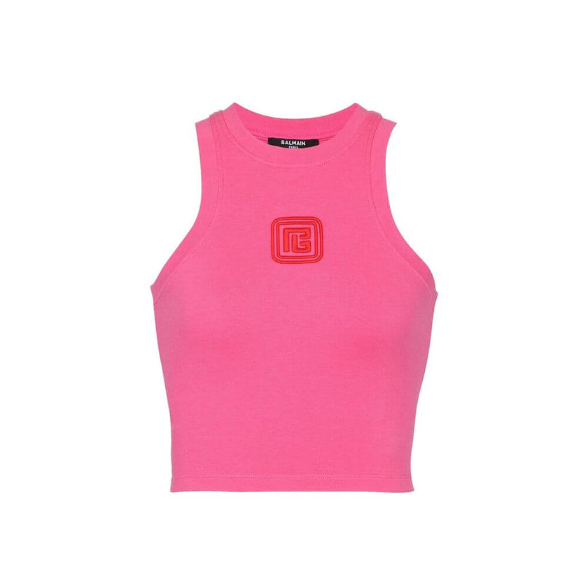 Multicolor Cotton Tank TopsDescription: – Composition: 39% Cotton 12% Elastane 39% Modal 10% Polyamide – Sleeveless – Fitted cut – Machine wash (delicate) – Halter neckline – Contrasting retro PB logo embroidered on the front – Ribbed neckline and armhole