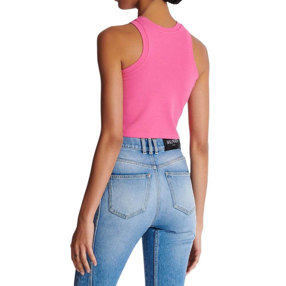 Multicolor Cotton Tank TopsDescription: – Composition: 39% Cotton 12% Elastane 39% Modal 10% Polyamide – Sleeveless – Fitted cut – Machine wash (delicate) – Halter neckline – Contrasting retro PB logo embroidered on the front – Ribbed neckline and armhole