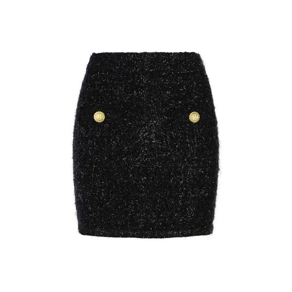 Black Cotton Mini SkirtDescription: – Composition: 25% Cotton 36% Polyamide 7% Polyester 32% Viscose – Back zip closure – Dry clean – Two gold-tone button detail – Gender: WOMEN – Size & Fit: THE MODEL IS 180 CM TALL AND WEARS A SIZE 38 FR. REGULAR FIT.Bl