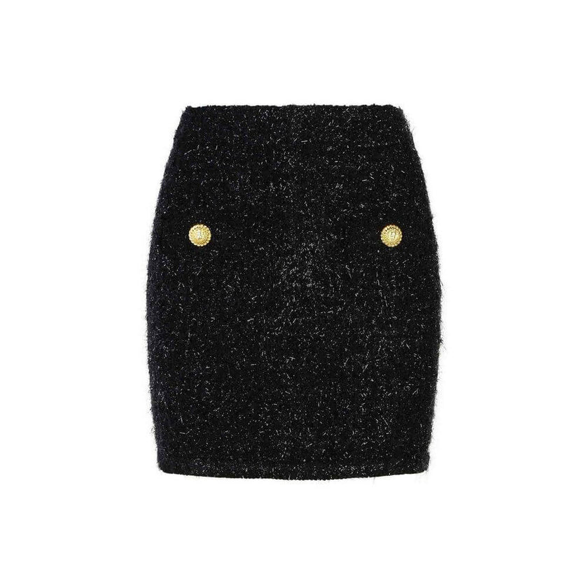 Black Cotton Mini SkirtDescription: – Composition: 25% Cotton 36% Polyamide 7% Polyester 32% Viscose – Back zip closure – Dry clean – Two gold-tone button detail – Gender: WOMEN – Size & Fit: THE MODEL IS 180 CM TALL AND WEARS A SIZE 38 FR. REGULAR FIT.Bl