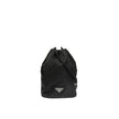 Black Nylon HandbagDescription: – Composition: 100% Nylon – Leather detail – Width 10 cm – Drawstring closure – Length 19 cm – Height 22 cm – Front enamelled metal triangle logo – No handle – No shoulder strap – Made in Turkey – Gender: WOMEN –Black Nylon