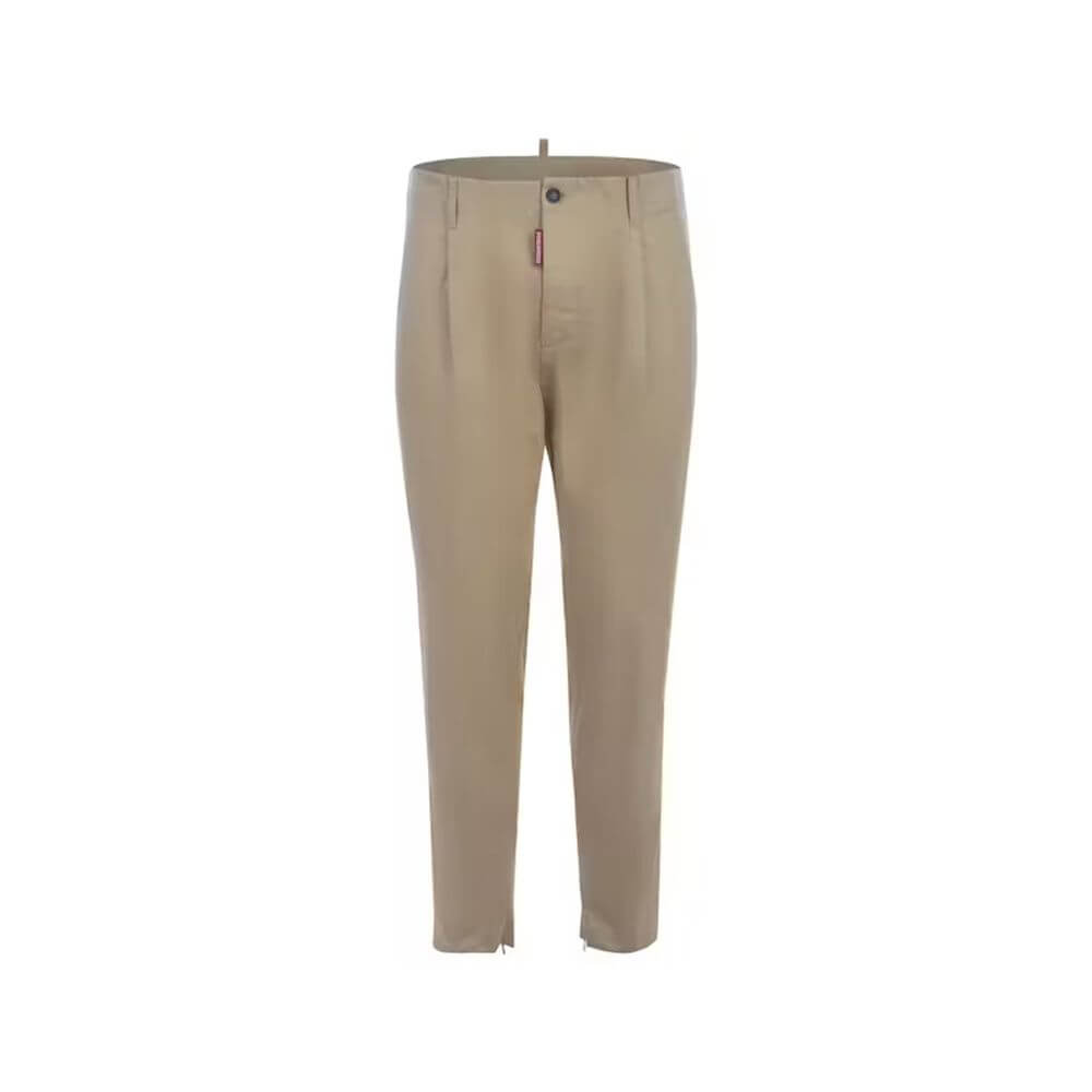 Beige Cotton Chino PantsDescription: – Composition: 100% Cotton – Front button closure – Two side pockets – Belt loops – Machine wash – Two back pockets – Front logo detail – Zip legs detail – Made in Romania – Gender: MEN –Beige Cotton Chino Pants${tagsD