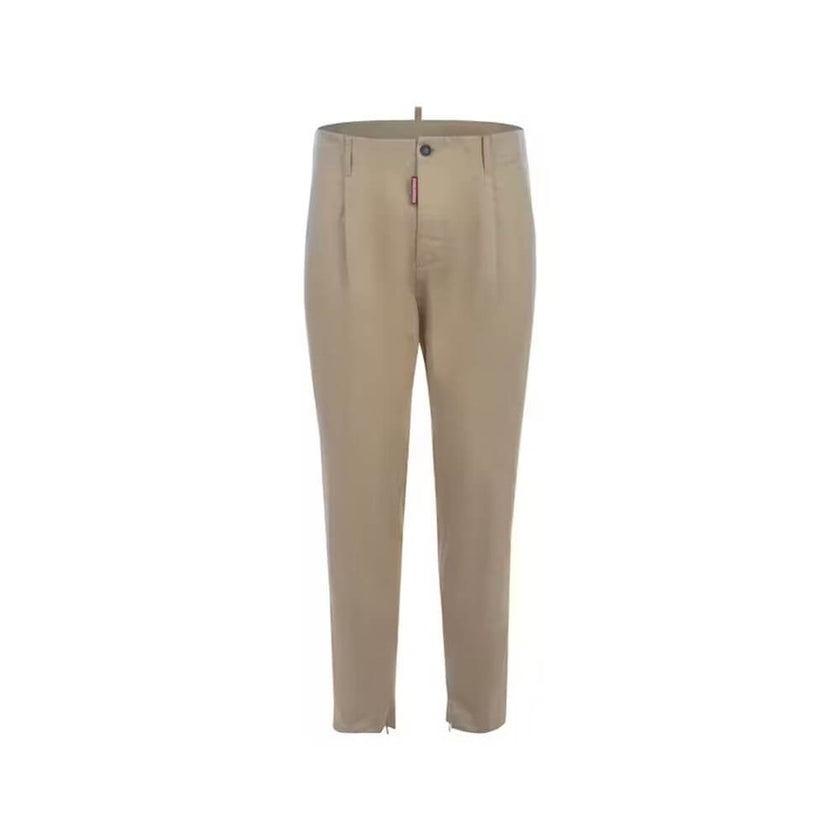 Beige Cotton Chino PantsDescription: – Composition: 100% Cotton – Front button closure – Two side pockets – Belt loops – Machine wash – Two back pockets – Front logo detail – Zip legs detail – Made in Romania – Gender: MEN –Beige Cotton Chino Pants${tagsD