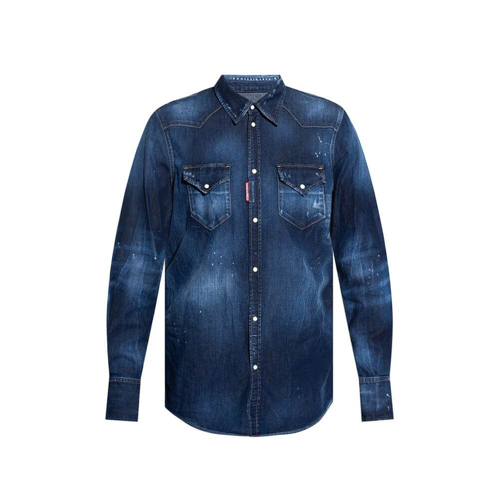 Blue Denim ShirtDescription: – Composition: 98% Cotton 2% Elastane – Long sleeves – Shirt collar – Press button closure – Made in Italy – Gender: MEN –Blue Denim Shirt${tagsDsquared²Aulae Blue Denim Shirt Dsquared²Aulae Blue Denim Shirt Description: – Com
