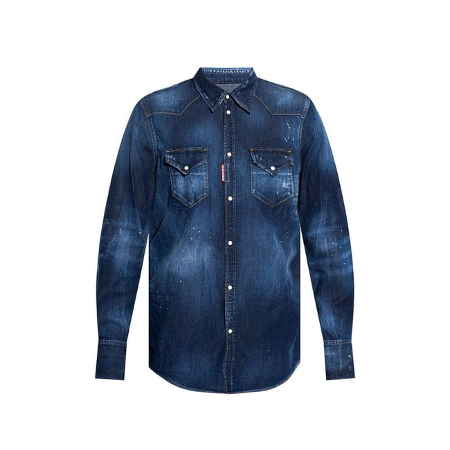 Blue Denim ShirtDescription: – Composition: 98% Cotton 2% Elastane – Long sleeves – Shirt collar – Press button closure – Made in Italy – Gender: MEN –Blue Denim Shirt${tagsDsquared²Aulae Blue Denim Shirt Dsquared²Aulae Blue Denim Shirt Description: – Com
