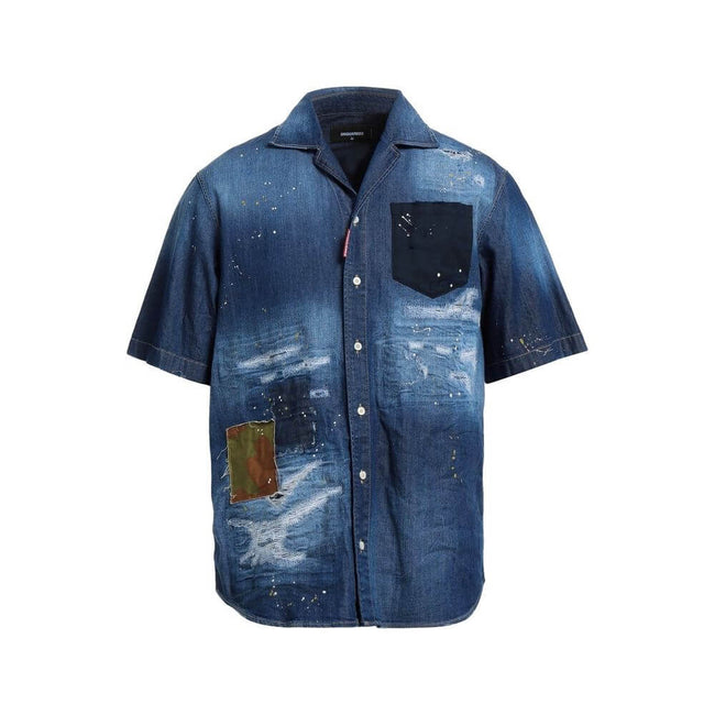 Blue Denim ShirtDescription: – Composition: 98% Cotton 2% Elastane – Front button closure – Short sleeve – Shirt collar – Made in Italy – Gender: MEN –Blue Denim Shirt${tagsDsquared²Aulae Blue Denim Shirt Dsquared²Aulae Blue Denim Shirt Description: – Com