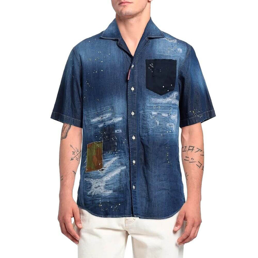 Blue Denim ShirtDescription: – Composition: 98% Cotton 2% Elastane – Front button closure – Short sleeve – Shirt collar – Made in Italy – Gender: MEN –Blue Denim Shirt${tagsDsquared²Aulae Blue Denim Shirt Dsquared²Aulae Blue Denim Shirt Description: – Com