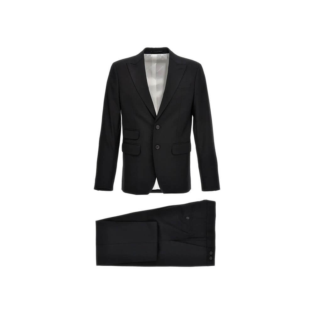 Black Elastane Two-Piece SuitDescription: – Composition: 5% Elastane 95% Wool – Front button closure – Two side pockets – Hand wash – Three front pockets – One back vent – Button cuffs – Two back pockets – Button and zip closure – Gender: MEN –Black Elast