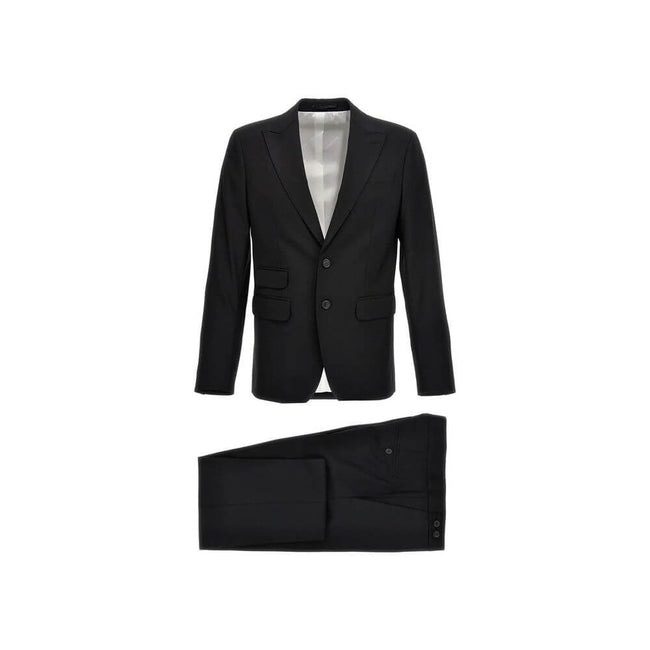 Black Elastane Two-Piece SuitDescription: – Composition: 5% Elastane 95% Wool – Front button closure – Two side pockets – Hand wash – Three front pockets – One back vent – Button cuffs – Two back pockets – Button and zip closure – Gender: MEN –Black Elast