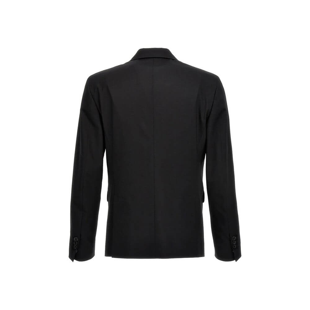 Black Elastane Two-Piece SuitDescription: – Composition: 5% Elastane 95% Wool – Front button closure – Two side pockets – Hand wash – Three front pockets – One back vent – Button cuffs – Two back pockets – Button and zip closure – Gender: MEN –Black Elast