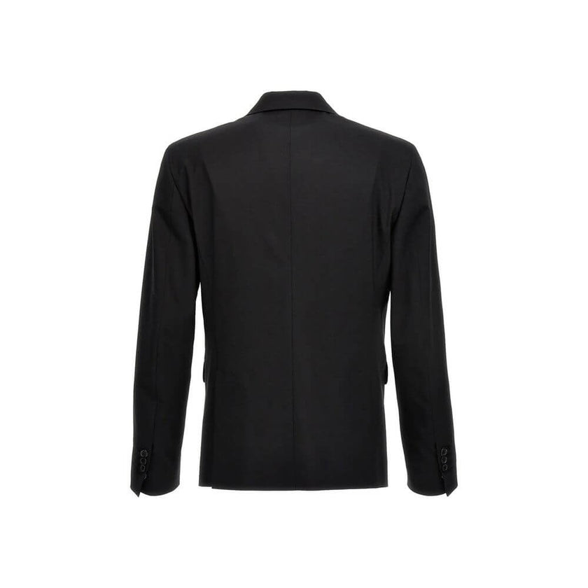 Black Elastane Two-Piece SuitDescription: – Composition: 5% Elastane 95% Wool – Front button closure – Two side pockets – Hand wash – Three front pockets – One back vent – Button cuffs – Two back pockets – Button and zip closure – Gender: MEN –Black Elast