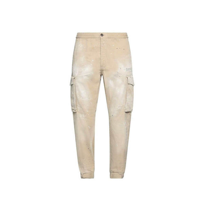 Beige Cotton Cargo PantsDescription: – Composition: 97% Cotton 3% Elastane – Elasticated waist – Two side pockets – Belt loops – Machine wash – Regular fit – Two back pockets – Button and zip closure – Velcro strap cuffs – Two side flap pockets – Gender: