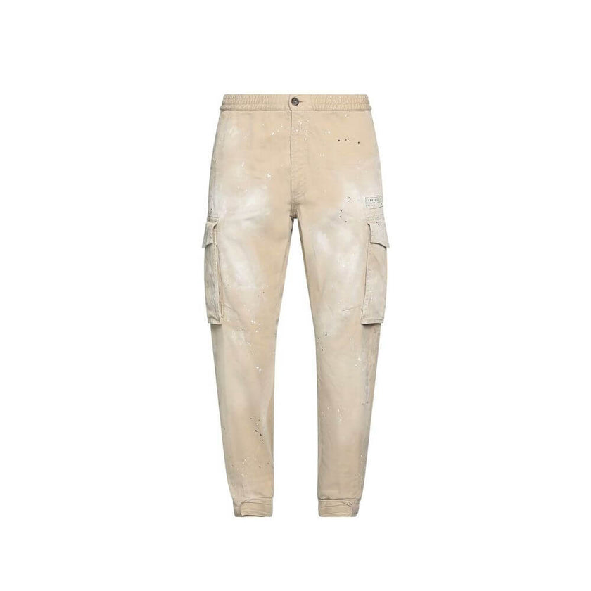 Beige Cotton Cargo PantsDescription: – Composition: 97% Cotton 3% Elastane – Elasticated waist – Two side pockets – Belt loops – Machine wash – Regular fit – Two back pockets – Button and zip closure – Velcro strap cuffs – Two side flap pockets – Gender: