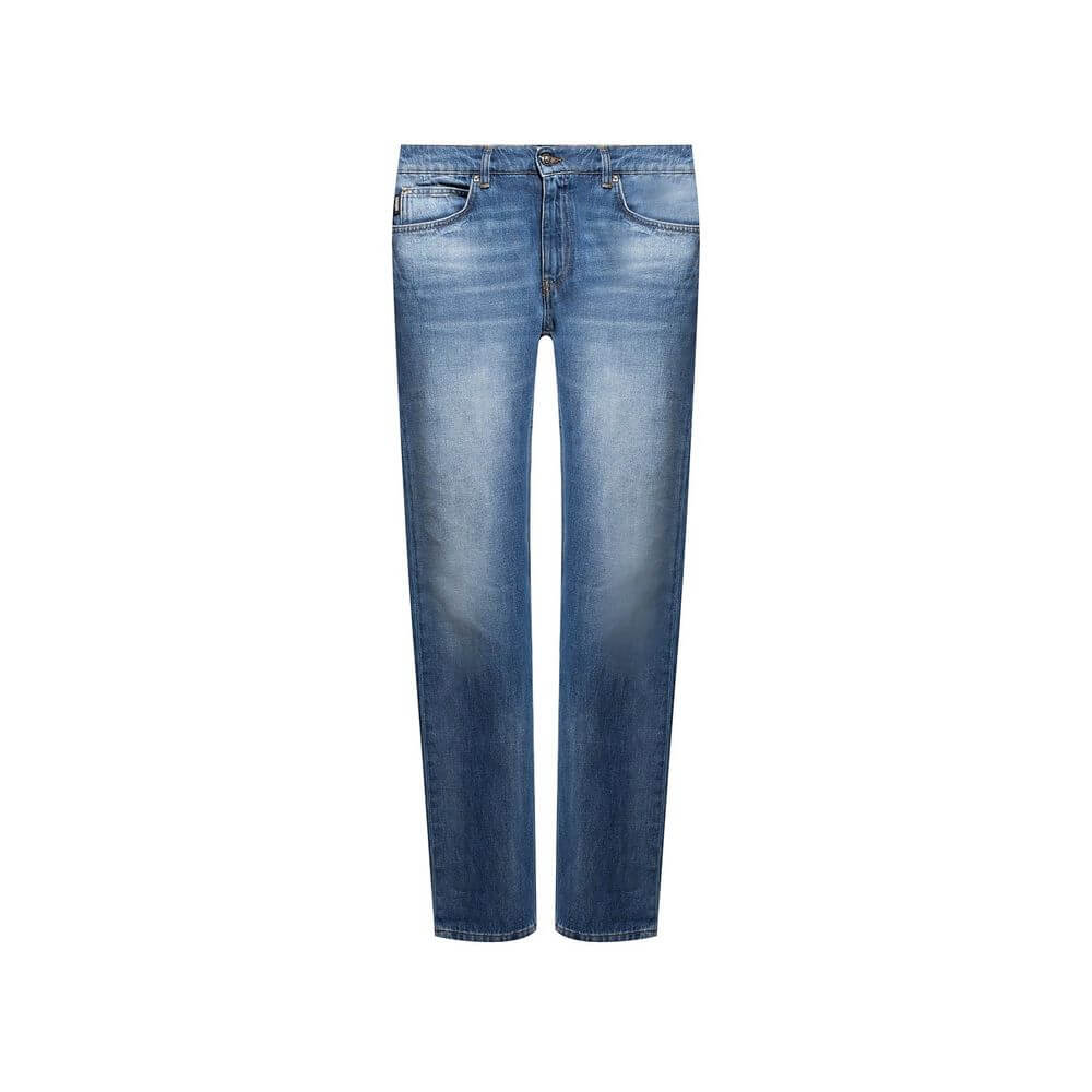 Blue Cotton Straight-Leg JeansDescription: – Composition: 100% cotton – belt loops – button and zip closure – five pockets – back logo detail – machine wash – made in Italy –Blue Cotton Straight-Leg Jeans${tagsVersaceAulae Blue Cotton Straight-Leg Jeans V