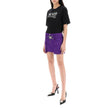 Purple Viscose Mini SkirtDescription: – Composition: 100% Viscose – Viscose satin – Side cargo pockets – The model is 177 cm tall and wears a size IT 40 – The fit is snug – Front zip closure – Made in Italy – Gender: WOMEN –Purple Viscose Mini Skirt${tags